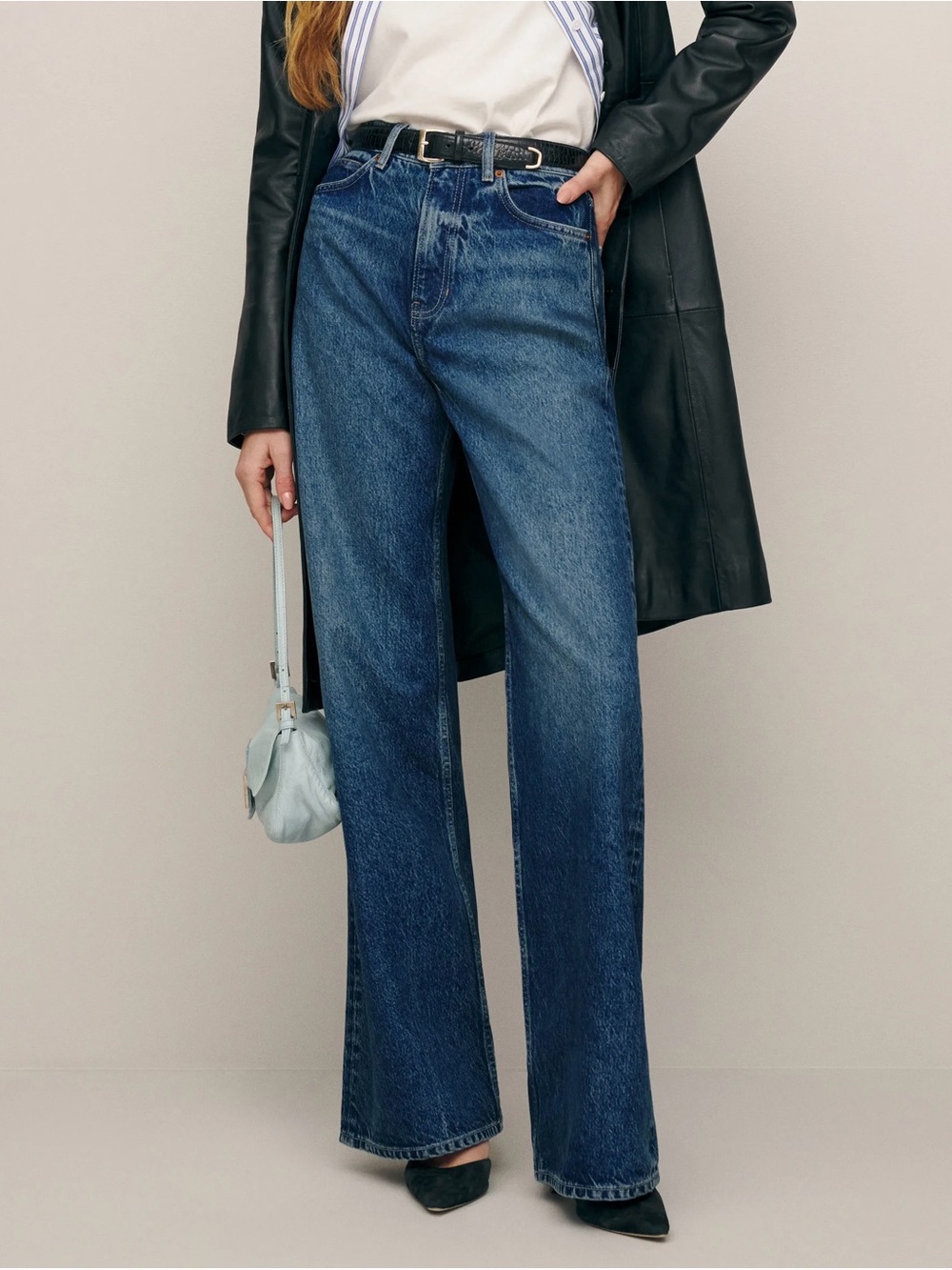 NWT Reformation Cary high rise slouchy wide leg jeans, size 27, Lanier wash